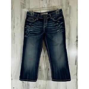 BKE Kate Capri Jeans Size 27‎ (27.5x20) Low Rise Intentional Fading Whiskering
